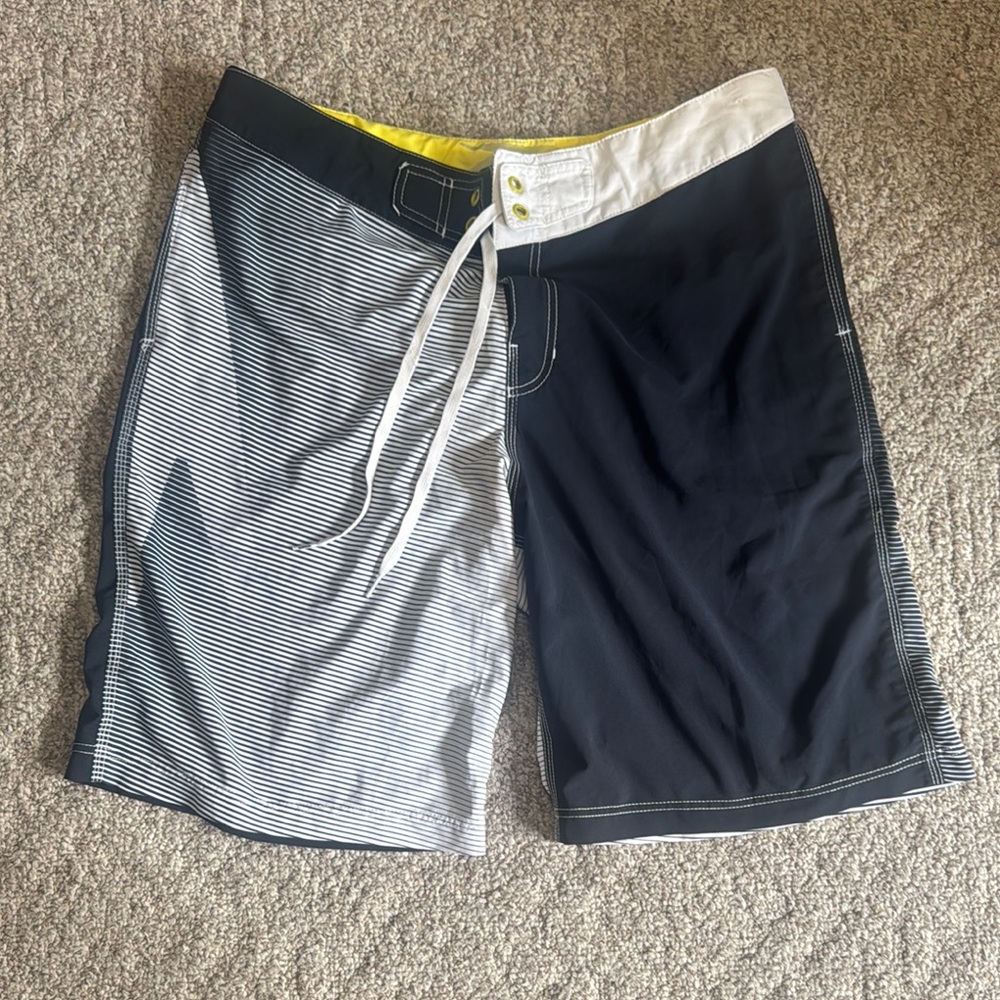 Speedo Black and White Striped Board Shorts